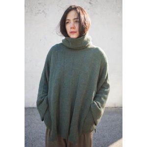 Electric Feathers moss green thick alpaca turtleneck sweater one size